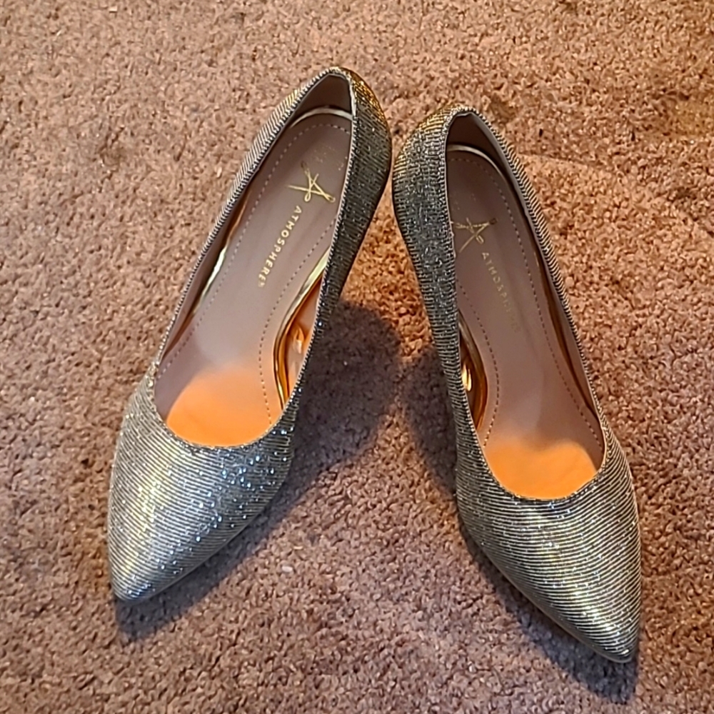 Gold iridescent heels